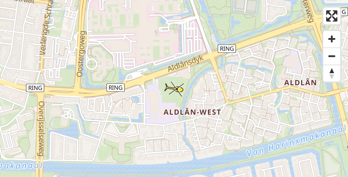 Vluchtroute Ambulancehelikopter van Leeuwarden naar Leeuwarden