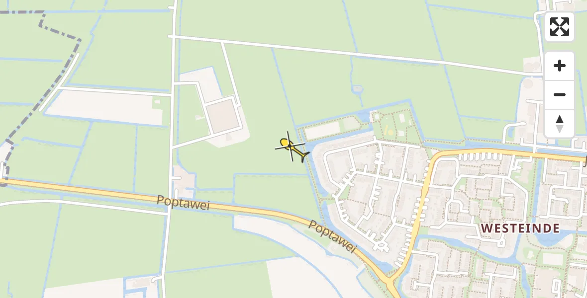 Vluchtroute Ambulancehelikopter van Leeuwarden naar Leeuwarden