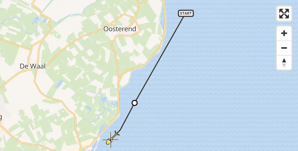 Routekaart van de vlucht: Ambulanceheli naar Oudeschild, IJsdijk