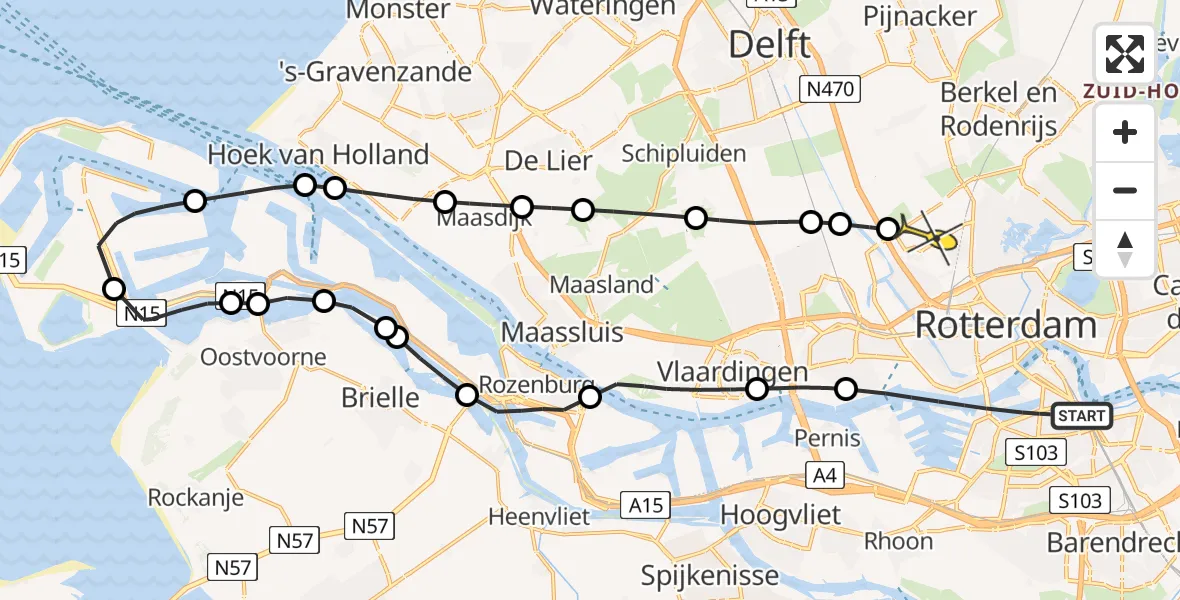 Routekaart van de vlucht: Lifeliner 2 naar Rotterdam The Hague Airport, Dordtselaan