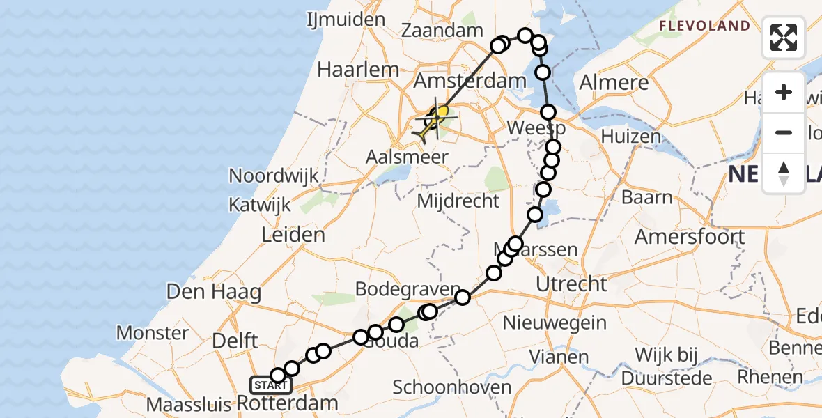 Routekaart van de vlucht: Politieheli naar Schiphol, Bovendijk