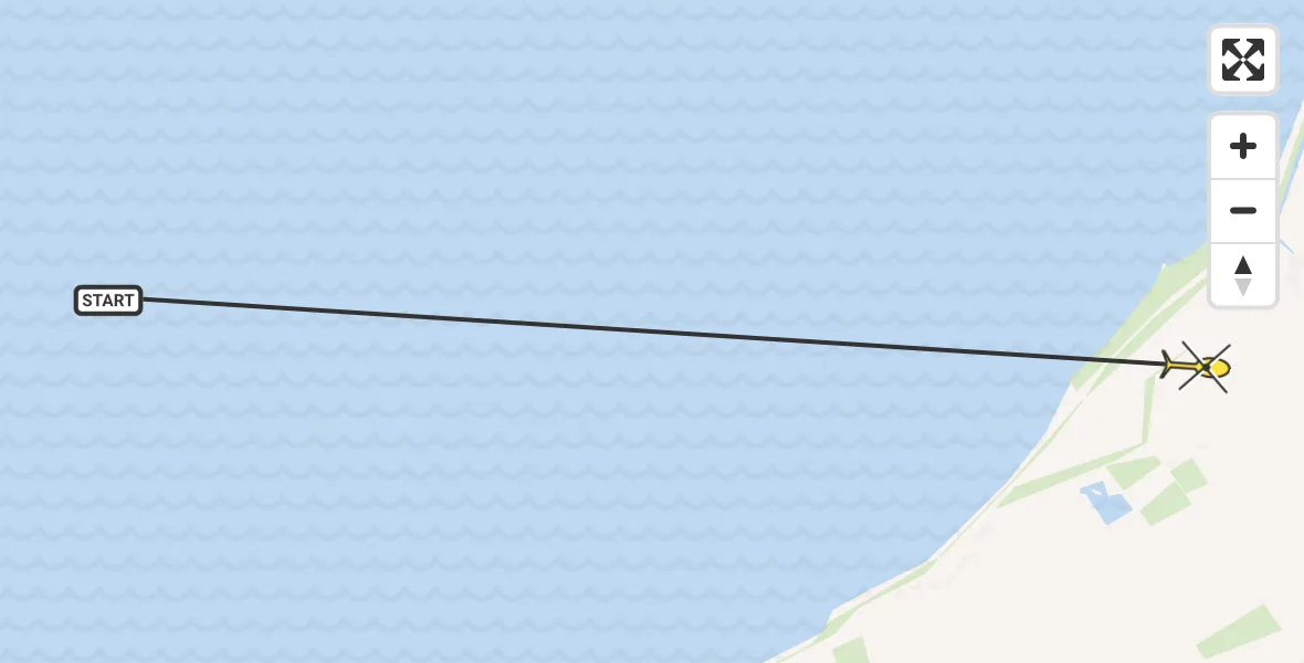 Routekaart van de vlucht: Ambulancehelikopter naar Westhoek, Oudebildtdijk