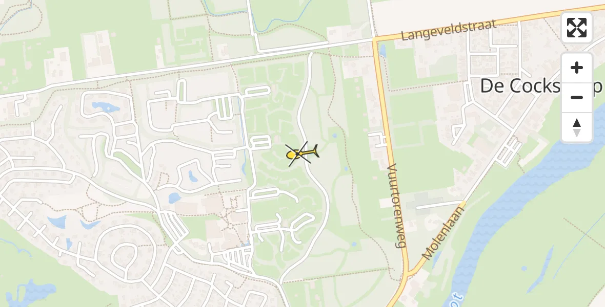 Routekaart van de vlucht: Ambulancehelikopter naar De Cocksdorp