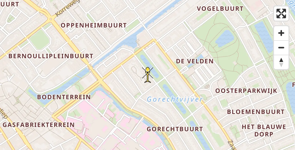 Vluchtroute Ambulancehelikopter van Universitair Medisch Centrum Groningen naar Universitair Medisch Centrum Groningen