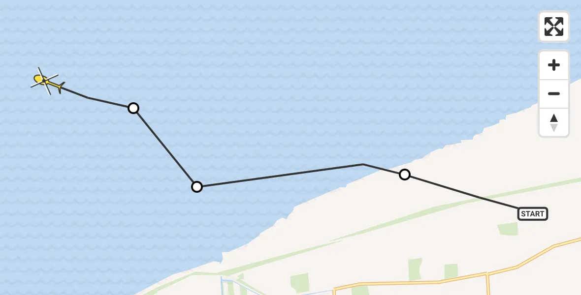 Routekaart van de vlucht: Ambulancehelikopter naar Oosterend, Poldijk