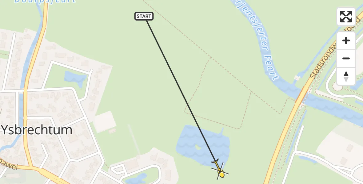 Routekaart van de vlucht: Ambulancehelikopter naar Ysbrechtum, Stadsrondweg-Noord