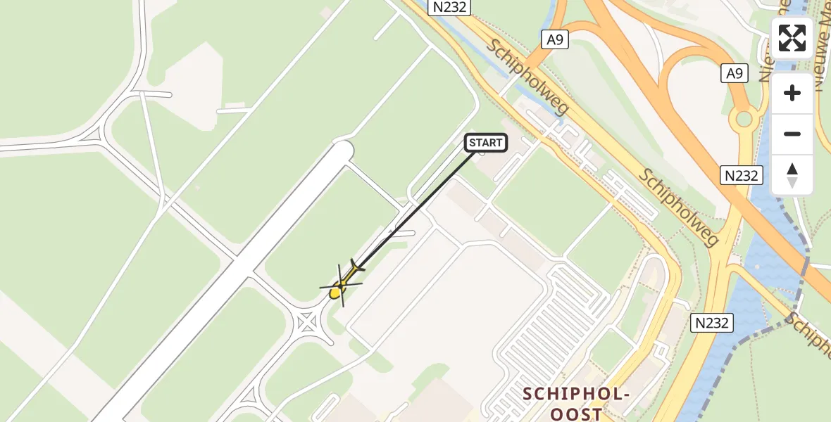 Routekaart van de vlucht: Politieheli naar Schiphol, Goede Ree