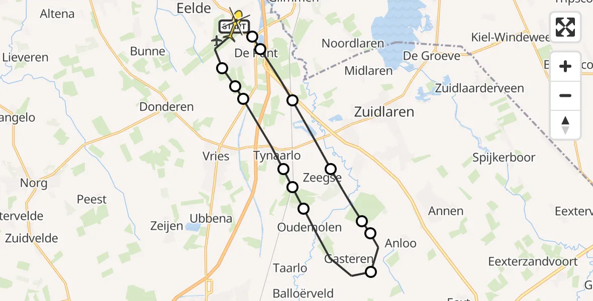 Routekaart van de vlucht: Lifeliner 4 naar Groningen Airport Eelde, Kanaaldijk