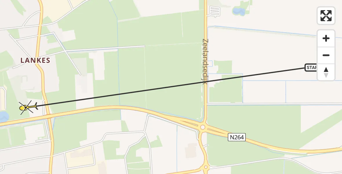 Routekaart van de vlucht: Traumahelikopter naar Volkel, Nieuwstraat