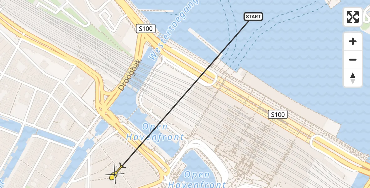 Vluchtroute Politiehelikopter van Amsterdam naar Amsterdam