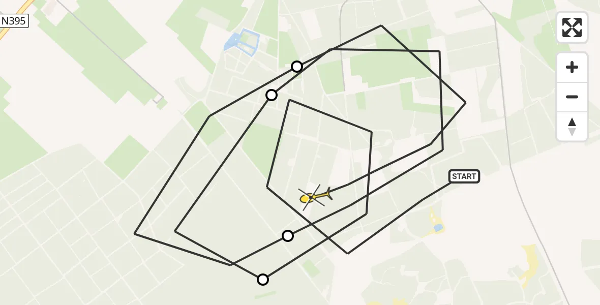 Routekaart van de vlucht: Politieheli naar Oirschot, Steenovenweg