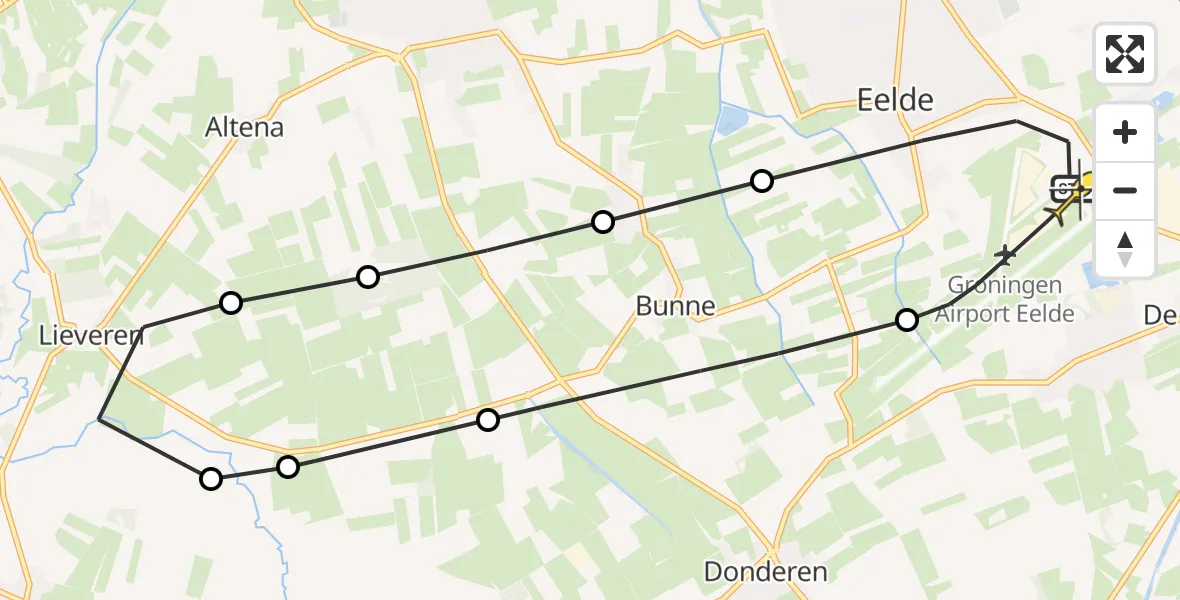 Routekaart van de vlucht: Lifeliner 4 naar Groningen Airport Eelde, Esweg