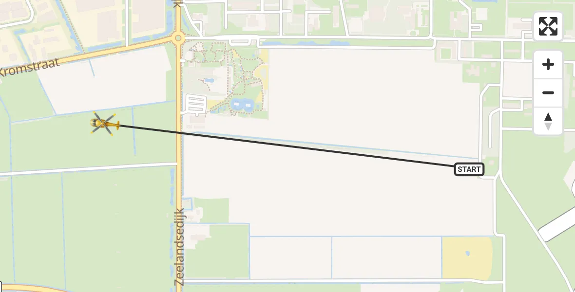 Vluchtroute Traumahelikopter van Vliegbasis Volkel naar Vliegbasis Volkel