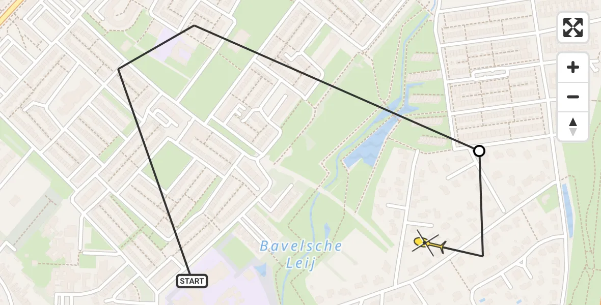 Routekaart van de vlucht: Lifeliner 2 naar Bavel, Jacoba van Heinsbergstraat