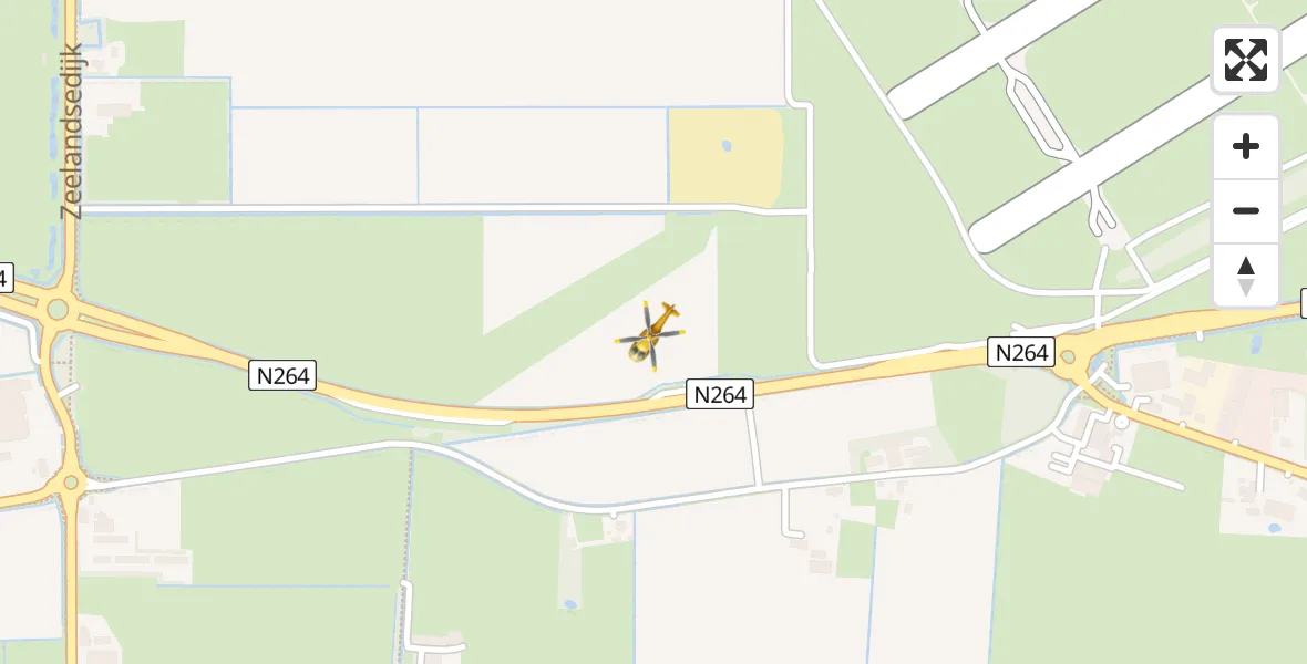 Vluchtroute Traumahelikopter van Vliegbasis Volkel naar Vliegbasis Volkel