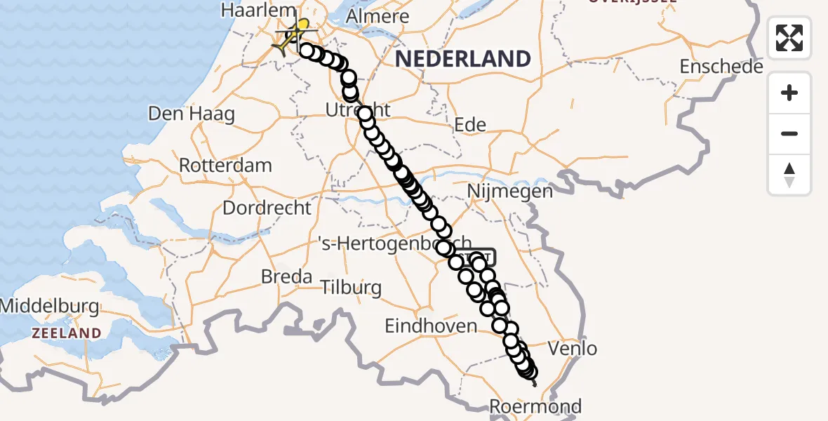 Routekaart van de vlucht: Politieheli naar Schiphol, Jeanny van Kuppeveltpad