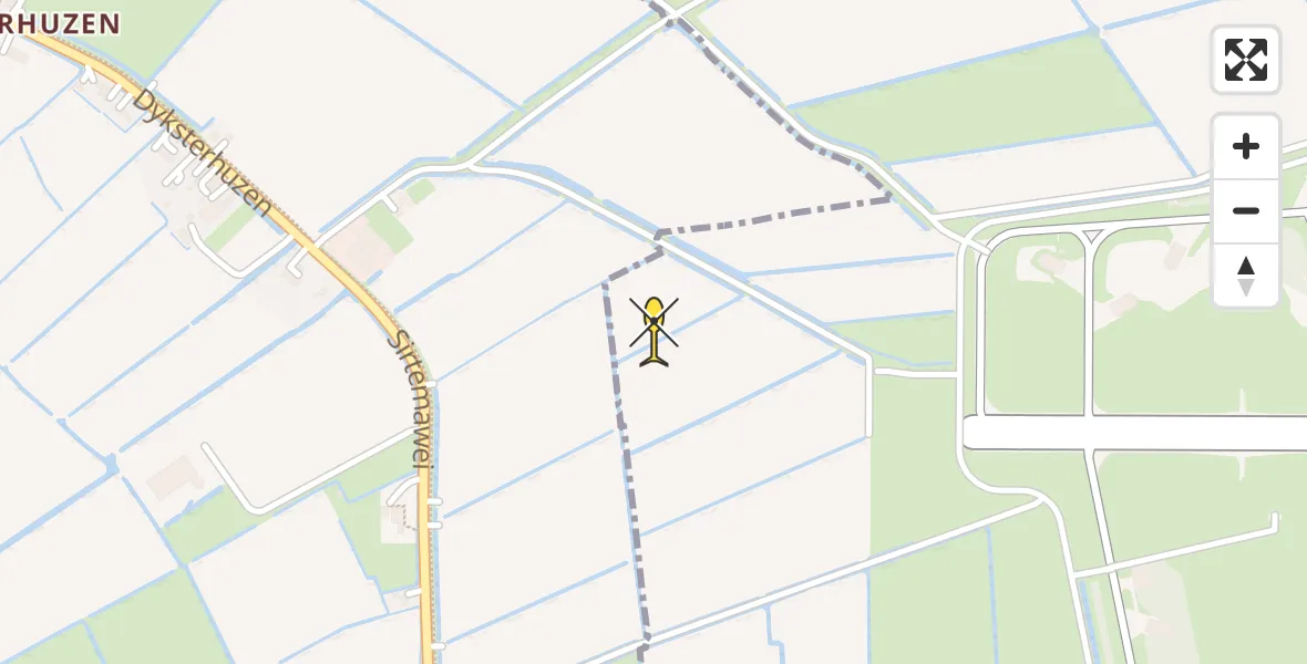 Vluchtroute Ambulancehelikopter van Leeuwarden naar Leeuwarden