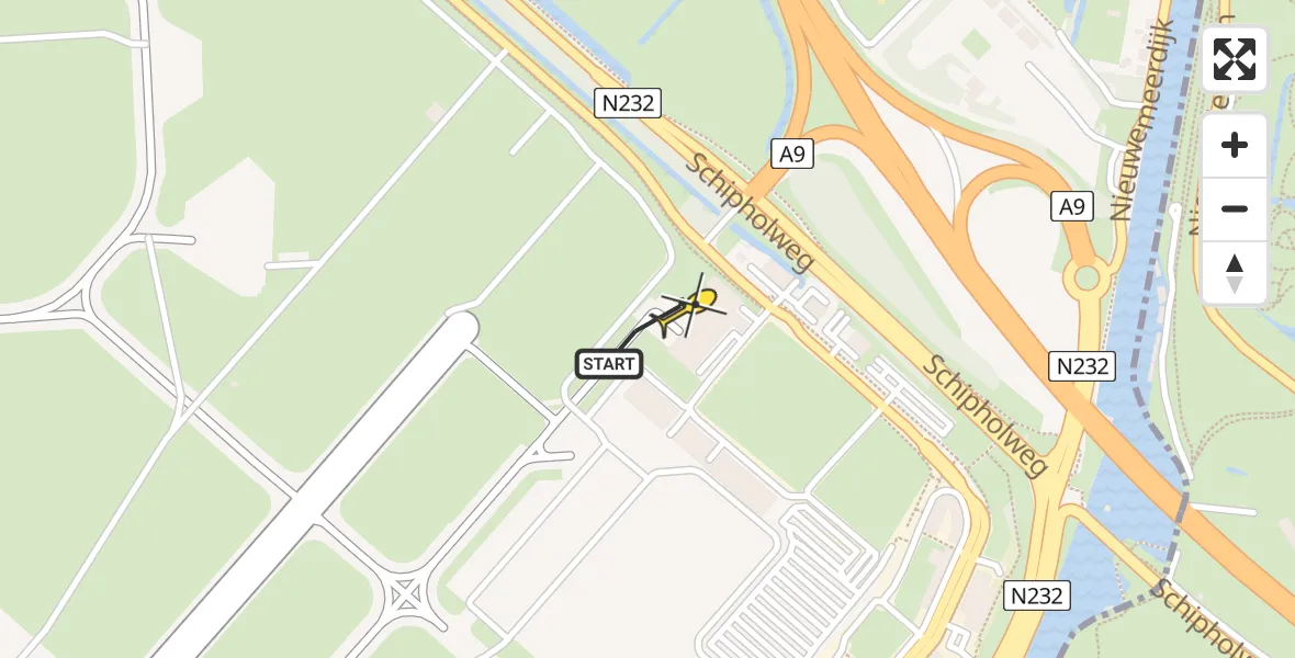 Vluchtroute Politiehelikopter van Schiphol naar Schiphol