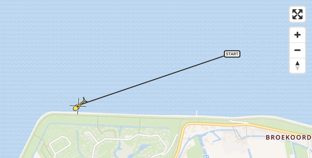 Routekaart van de vlucht: Politiehelikopter naar Andijk, Proefpolder