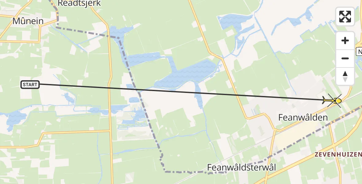 Routekaart van de vlucht: Ambulanceheli naar Feanwâlden, Ljurkstrjitte