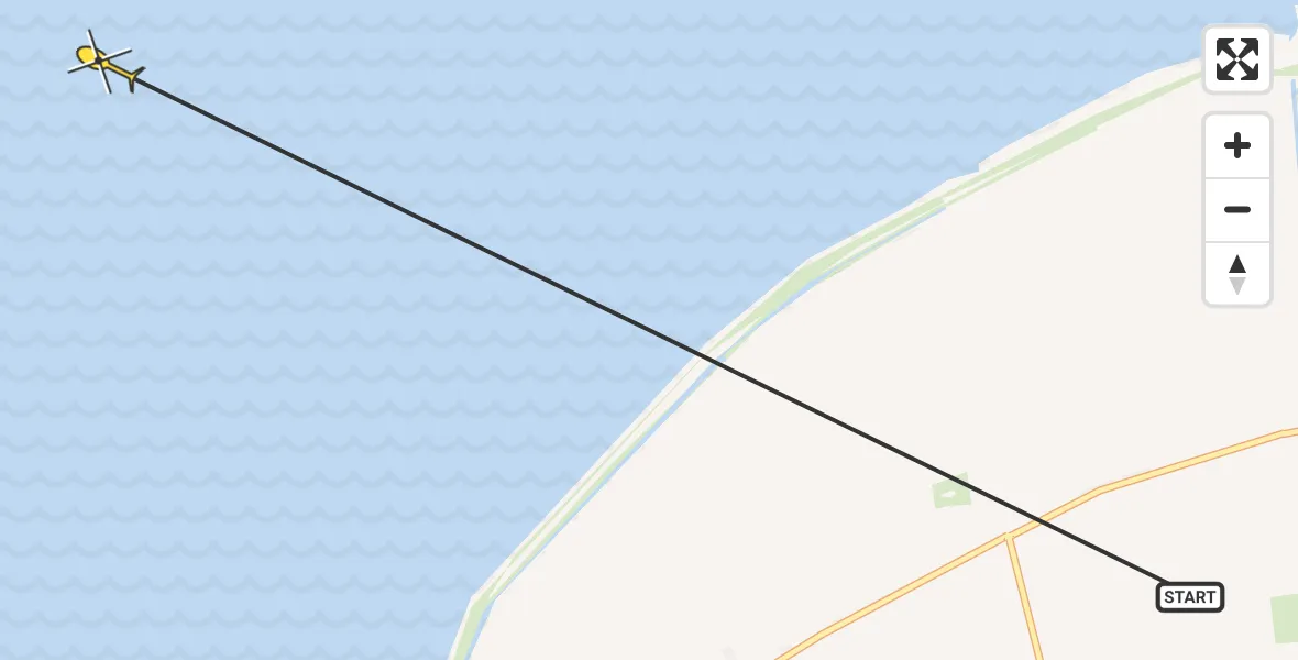 Routekaart van de vlucht: Ambulancehelikopter naar Oosterend, Vingegat