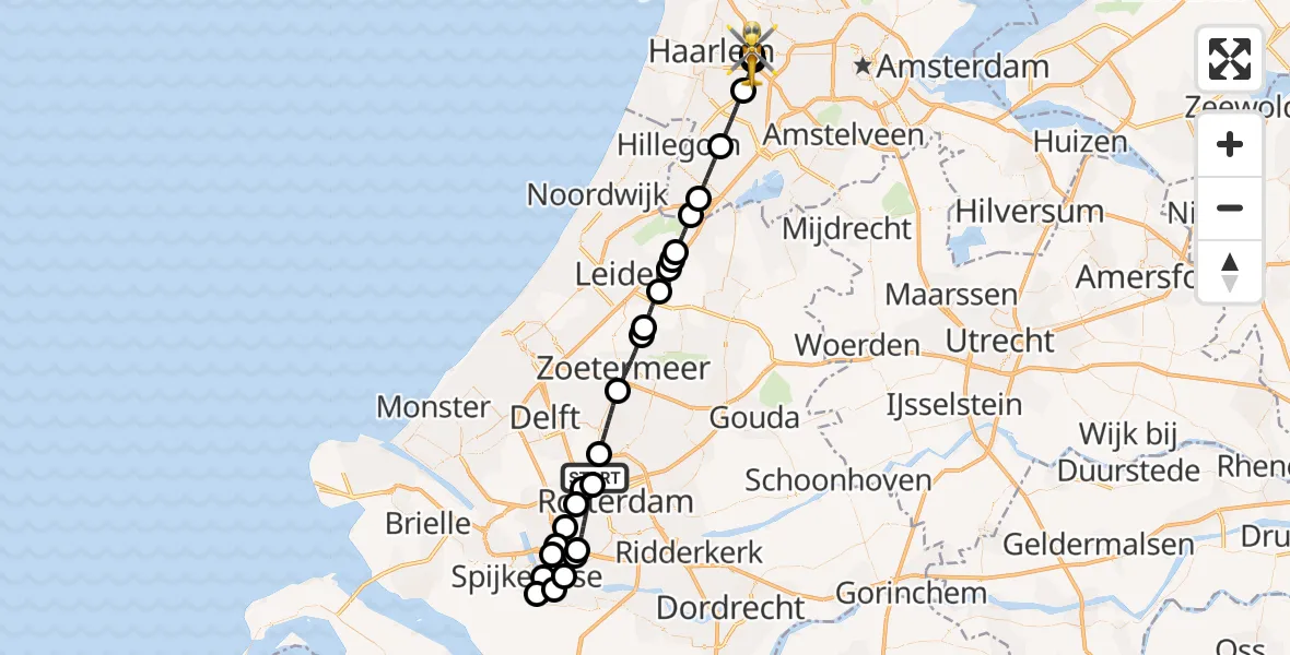 Vluchtroute Traumahelikopter Rotterdam The Hague Airport - , 17 mei 2024, 07:12