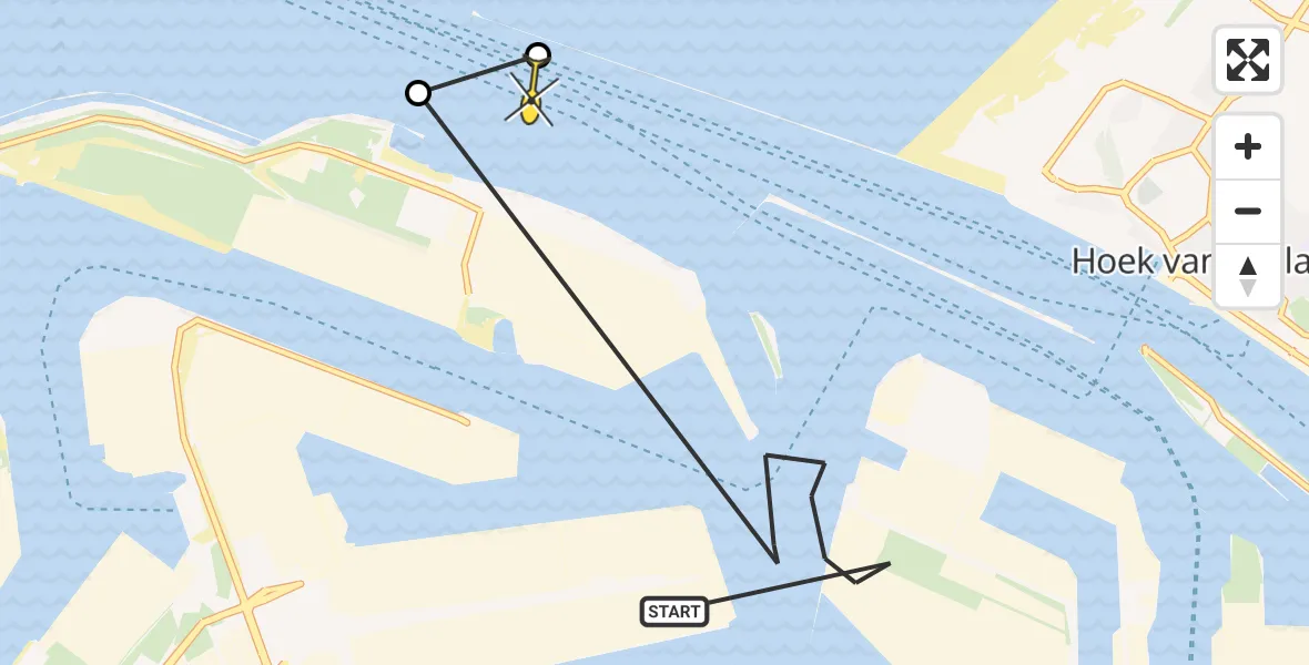 Routekaart van de vlucht: Politiehelikopter naar Maasvlakte, Markweg