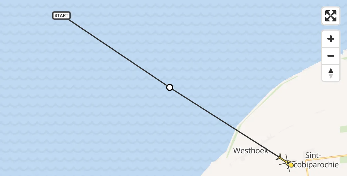 Routekaart van de vlucht: Ambulancehelikopter naar St.-Jacobiparochie, Vingegat