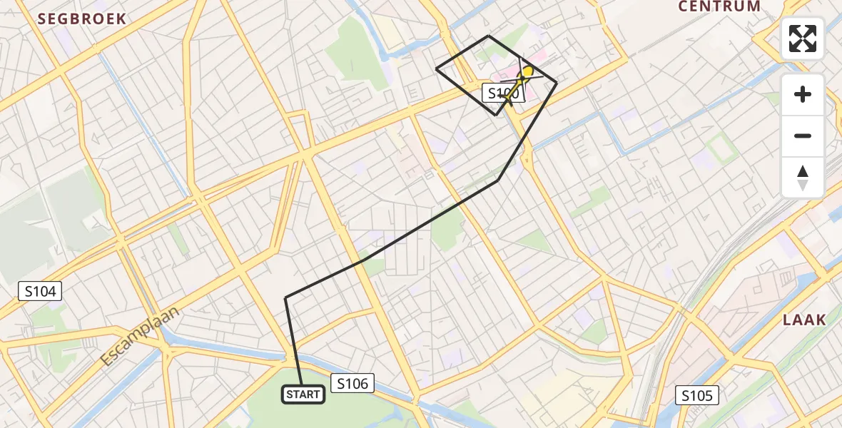 Routekaart van de vlucht: Lifeliner 2 naar Den Haag, Netscherstraat