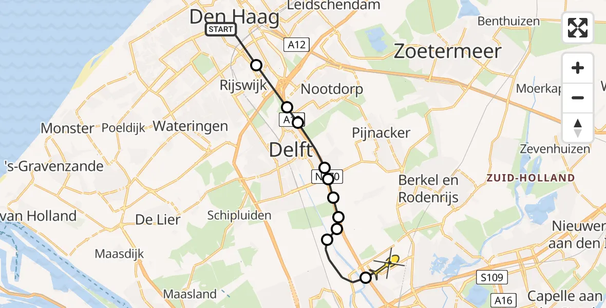 Routekaart van de vlucht: Lifeliner 2 naar Rotterdam The Hague Airport, Koningstraat