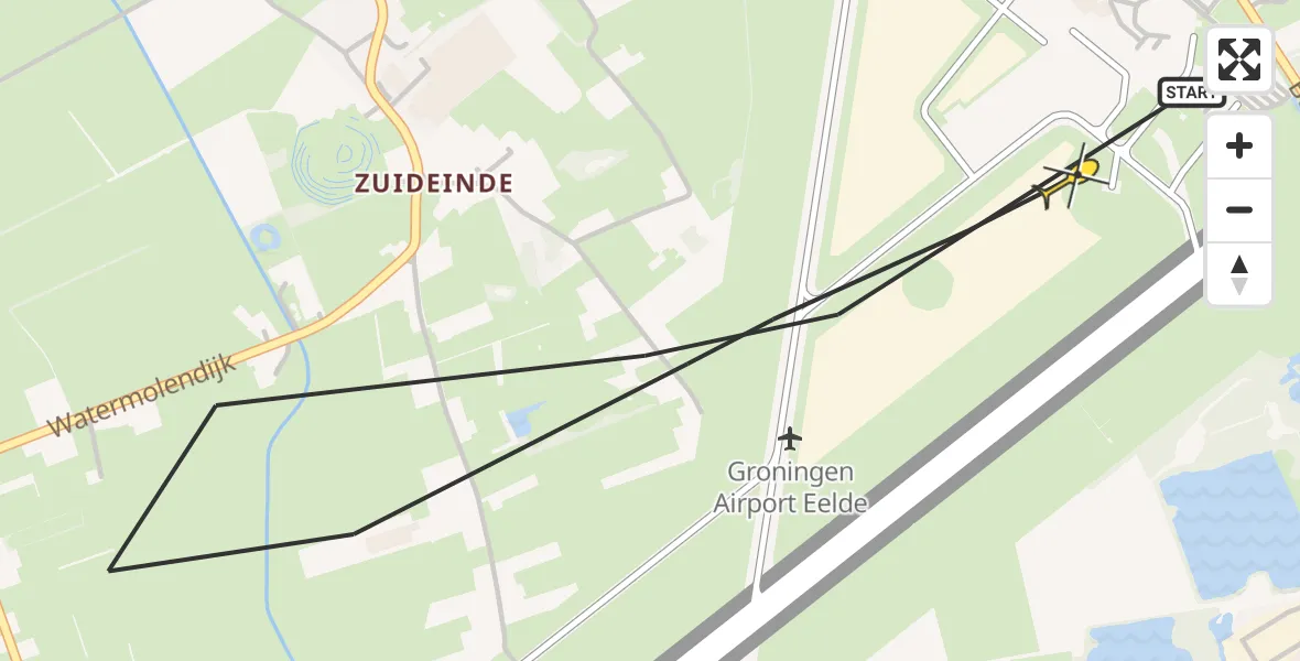 Routekaart van de vlucht: Lifeliner 4 naar Groningen Airport Eelde, Veldkampweg