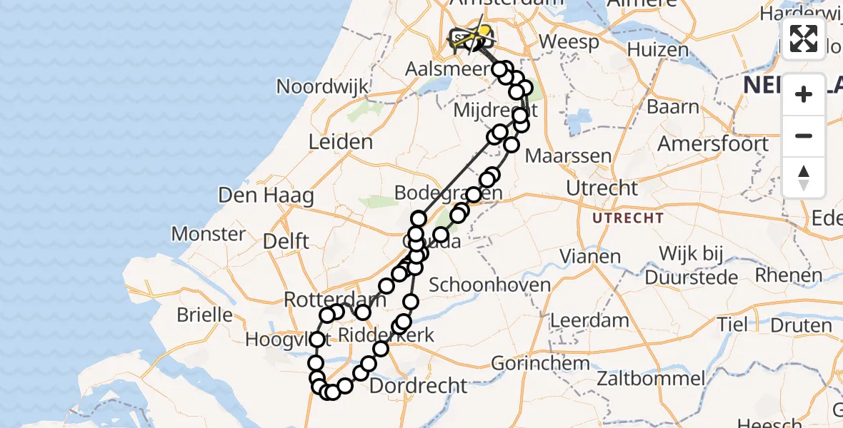 Routekaart van de vlucht: Politieheli naar Schiphol, Thermiekstraat