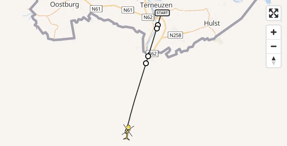 Routekaart van de vlucht: Lifeliner 2 naar Zeelandlaan