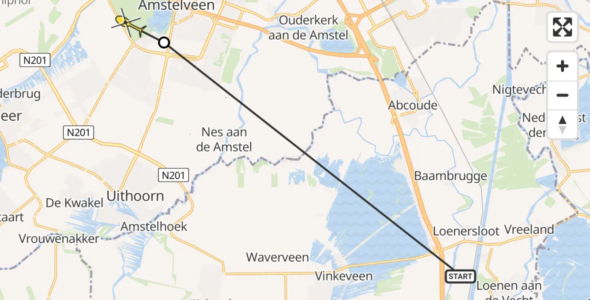 Routekaart van de vlucht: Politieheli naar Amstelveen, Weverij