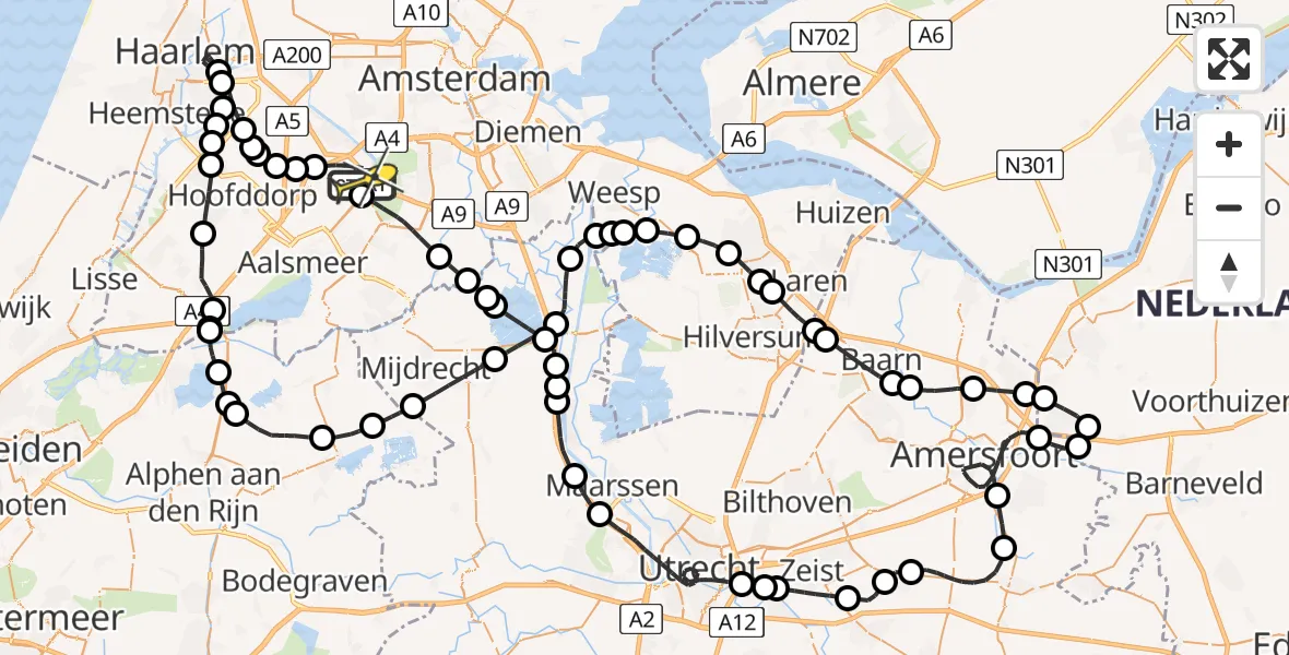 Routekaart van de vlucht: Politieheli naar Schiphol, Walaardt Sacréstraat