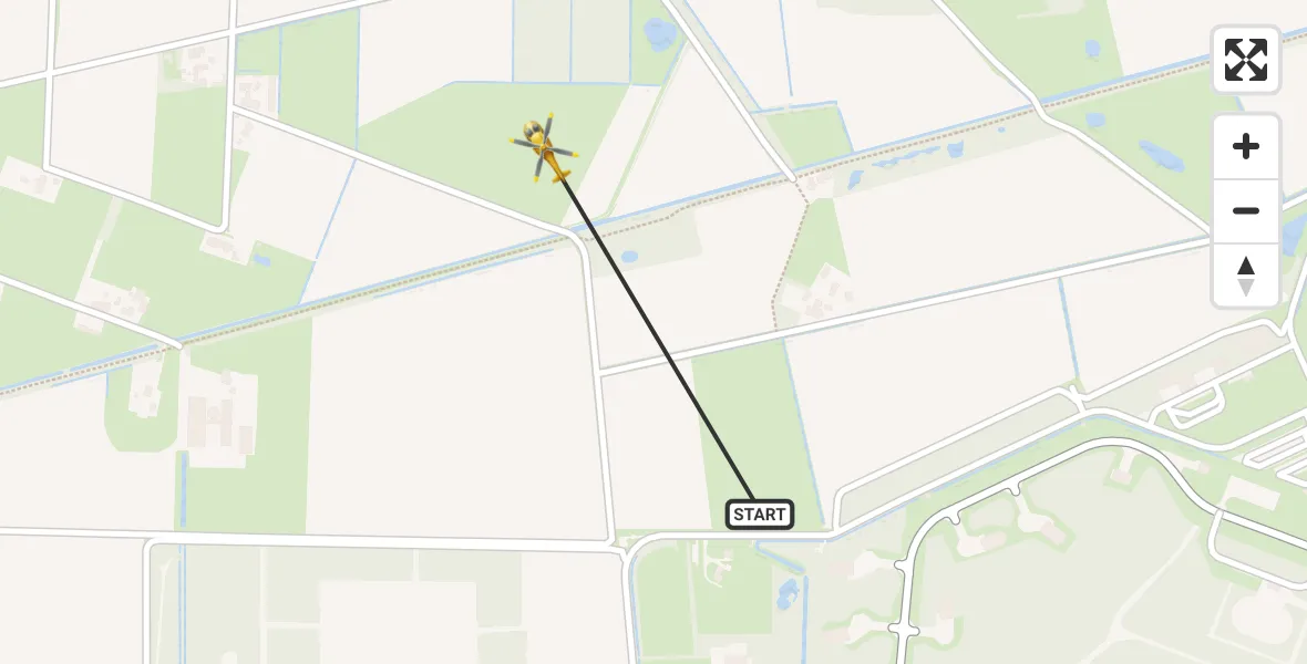 Vluchtroute Traumahelikopter van Vliegbasis Volkel naar Vliegbasis Volkel