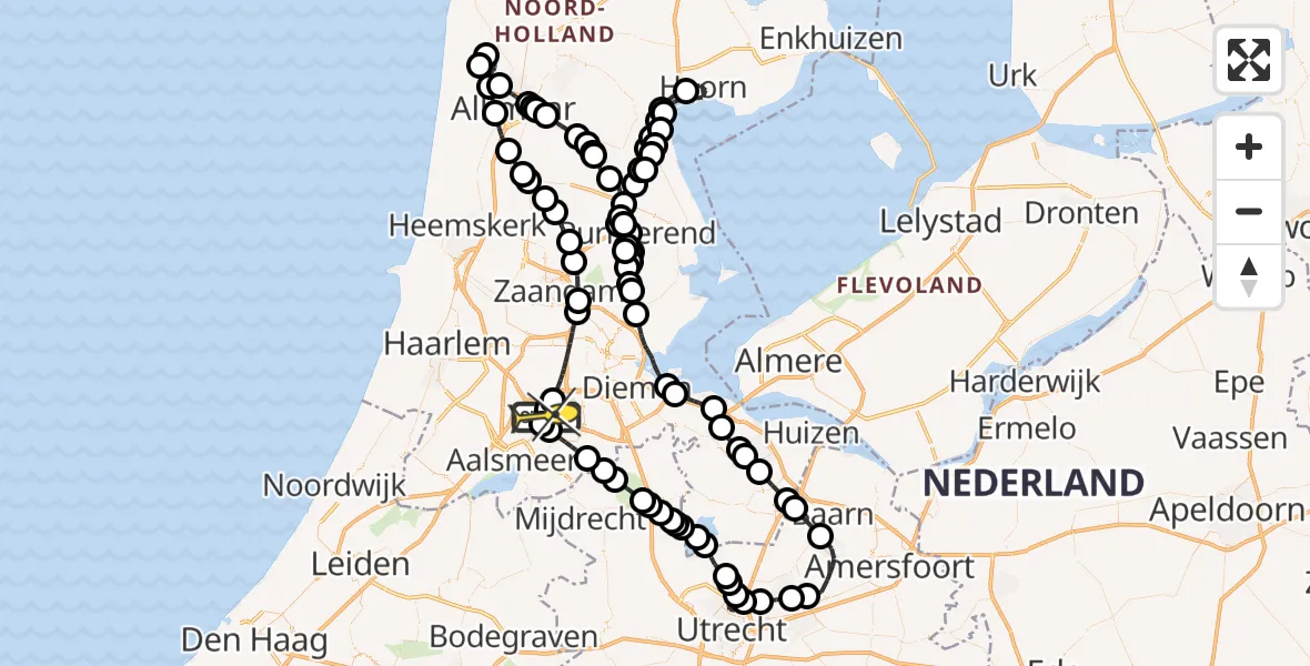 Routekaart van de vlucht: Politieheli naar Schiphol, Kraayveldstraat