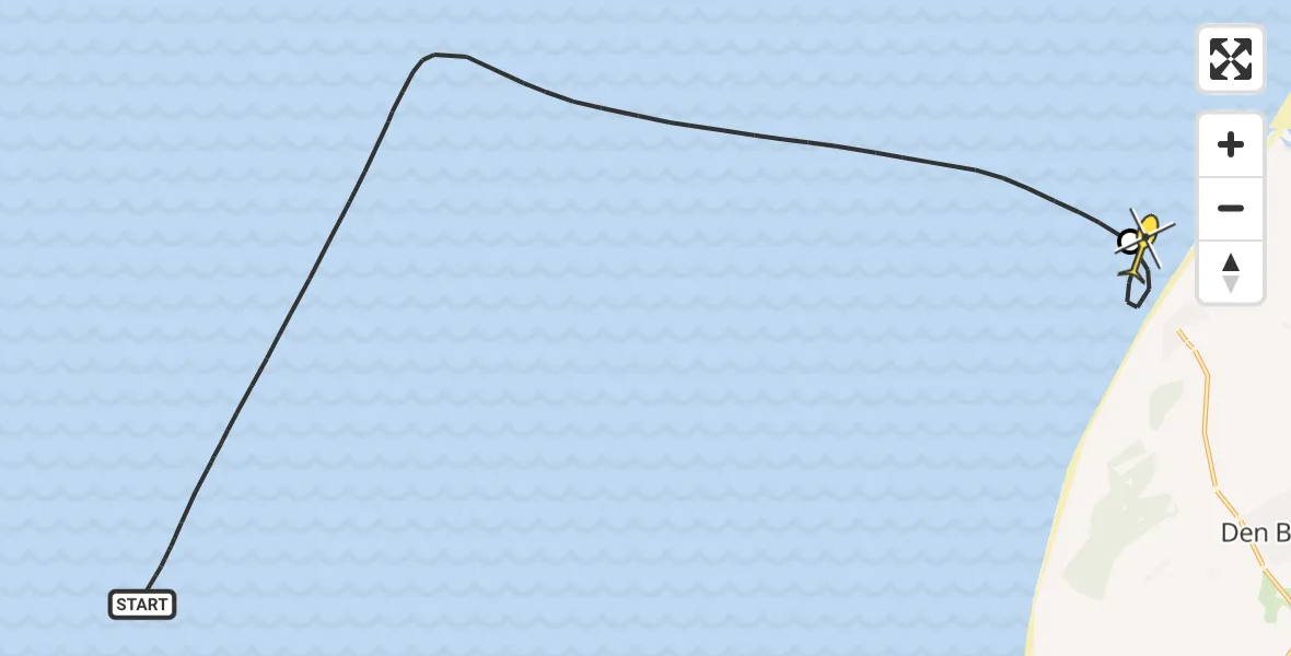 Routekaart van de vlucht: Kustwachthelikopter naar De Koog, Badweg