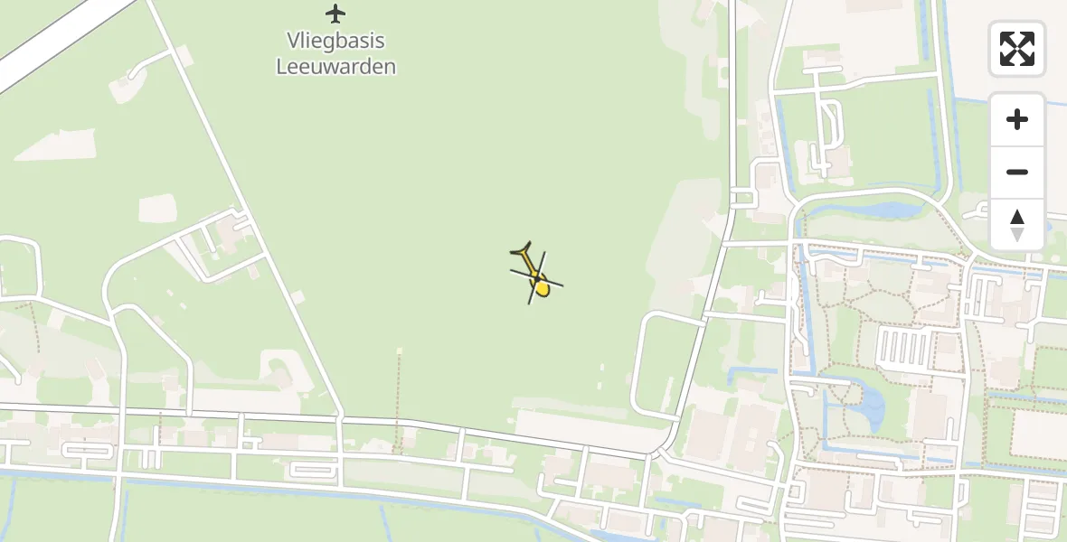 Vluchtroute Ambulancehelikopter van Vliegbasis Leeuwarden naar Vliegbasis Leeuwarden