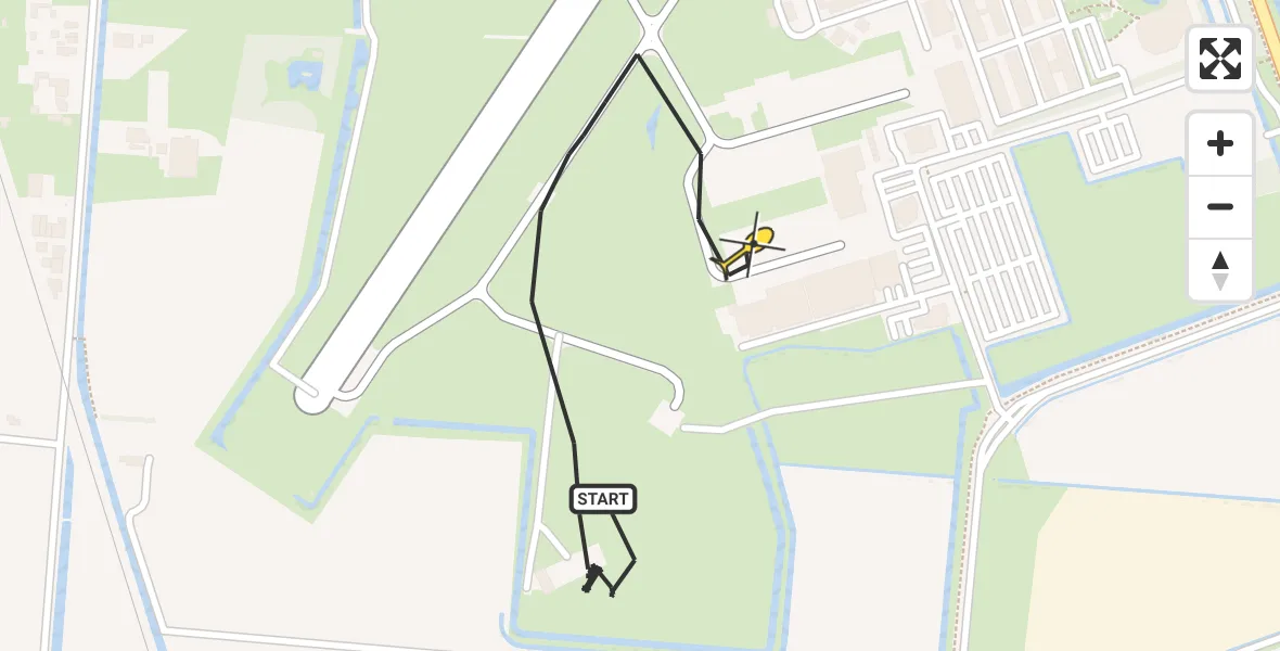 Routekaart van de vlucht: Kustwachthelikopter naar Vliegveld De Kooy, Rijksweg