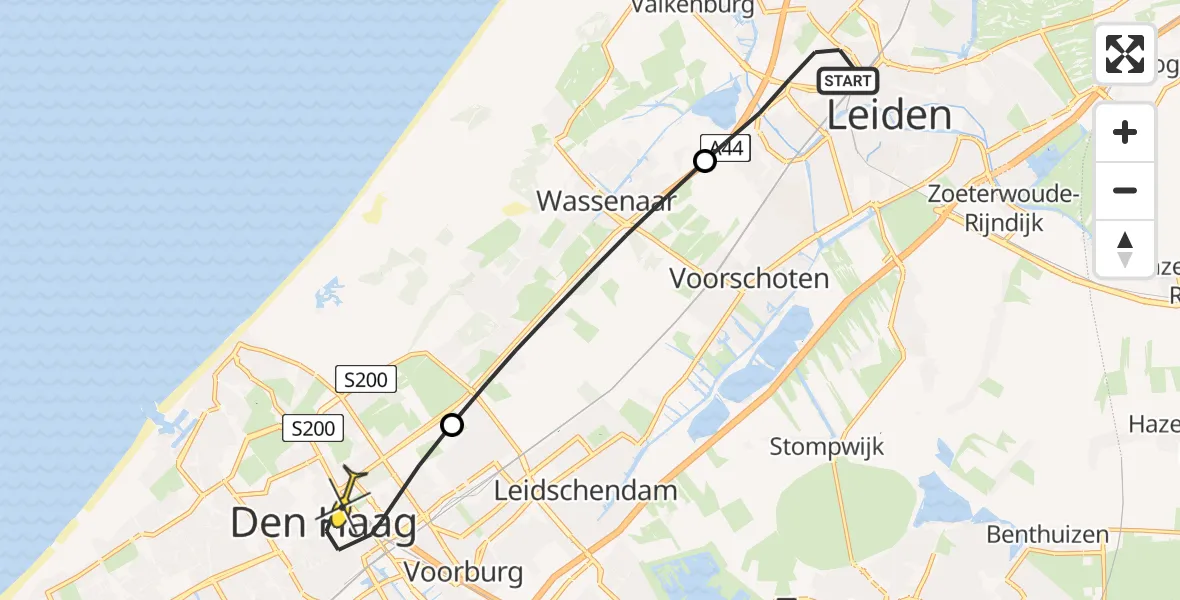 Routekaart van de vlucht: Lifeliner 2 naar Den Haag, Tuinvereniging Het Zonneveld