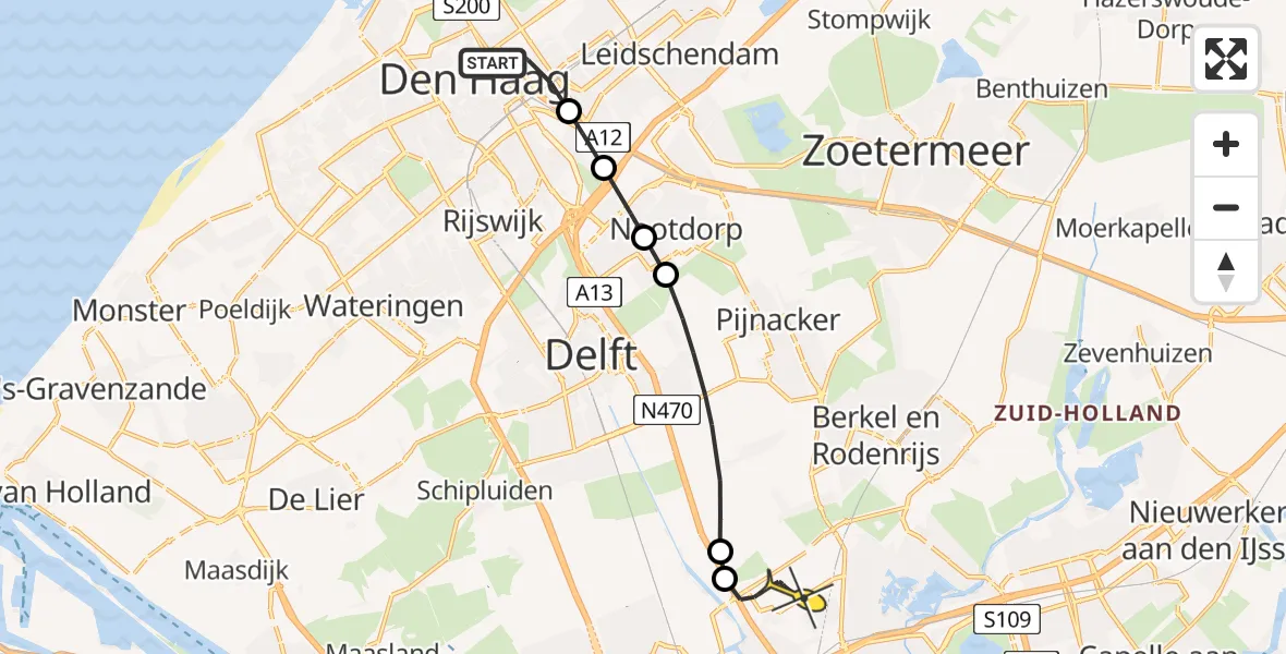 Routekaart van de vlucht: Lifeliner 2 naar Rotterdam The Hague Airport, Theresiastraat