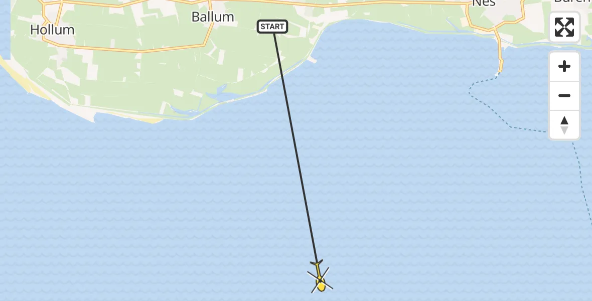 Routekaart van de vlucht: Ambulancehelikopter naar Ballum, Dantziggat