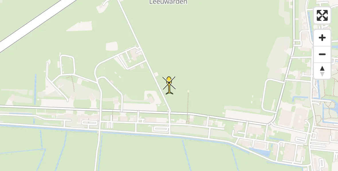 Vluchtroute Ambulancehelikopter van Vliegbasis Leeuwarden naar Vliegbasis Leeuwarden