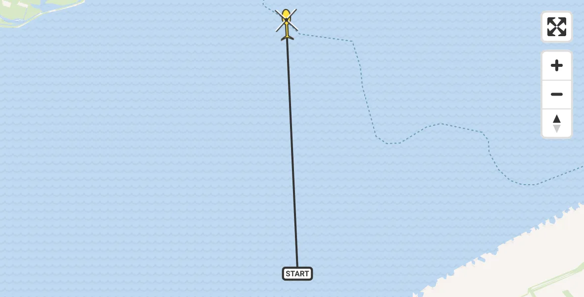 Routekaart van de vlucht: Ambulancehelikopter naar Nes, Veerbootroute Ameland