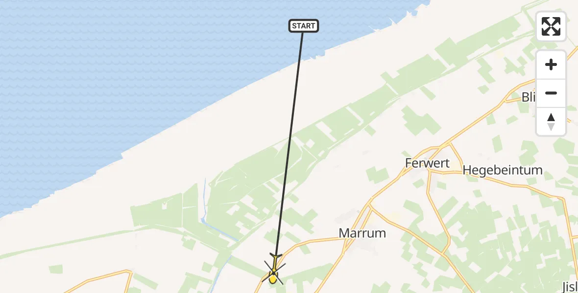 Routekaart van de vlucht: Ambulanceheli naar Marrum, Hoge Herenweg