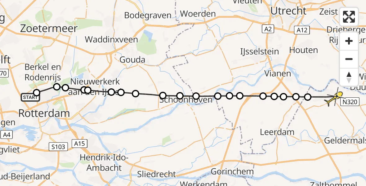 Routekaart van de vlucht: Lifeliner 2 naar Culemborg, Bovendijk