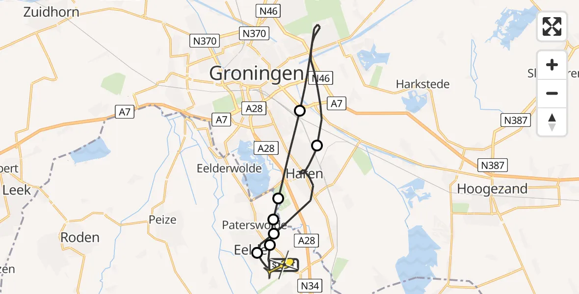 Routekaart van de vlucht: Lifeliner 4 naar Groningen Airport Eelde, Eskampenweg