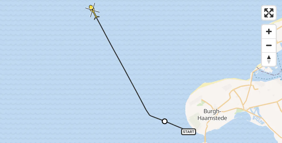 Routekaart van de vlucht: Kustwachthelikopter naar 