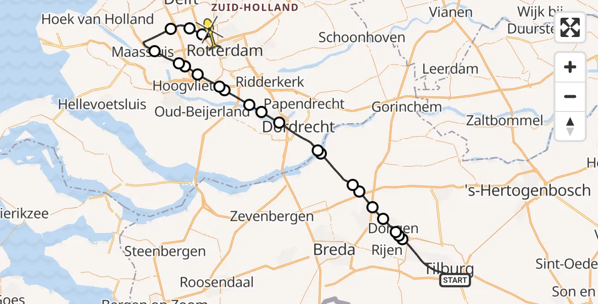 Routekaart van de vlucht: Lifeliner 2 naar Rotterdam The Hague Airport, Professor Lorentzstraat